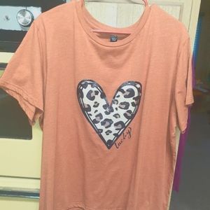 Orange leopard print heart Shein Curve tshirt